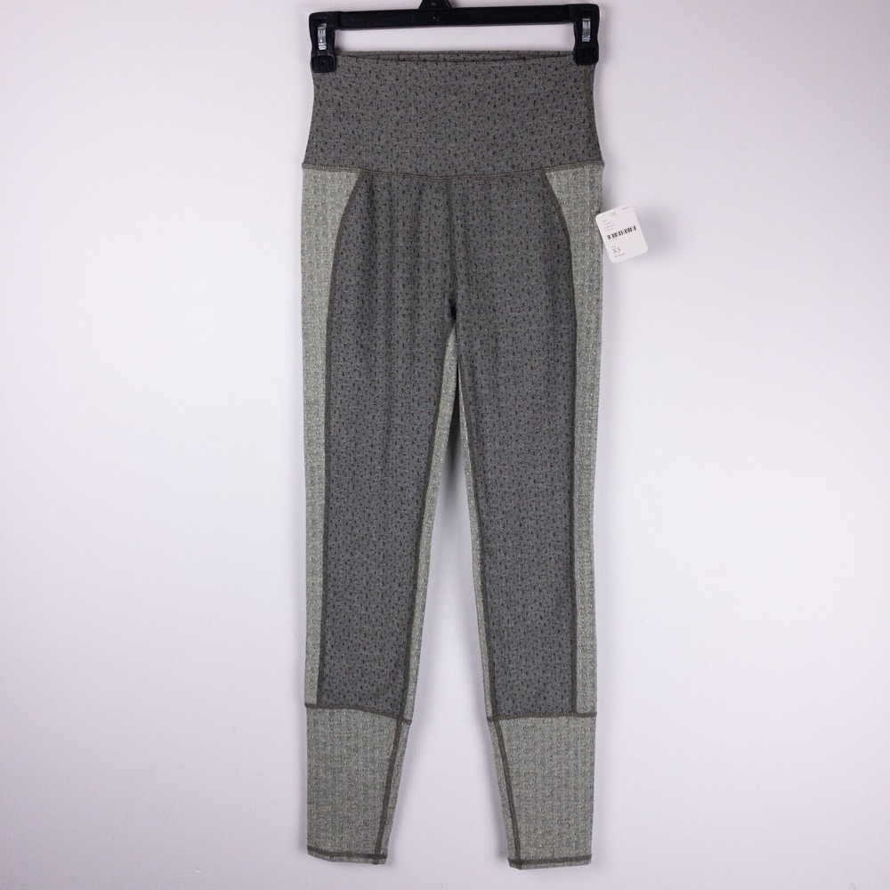 Free People Movement Leggings Womens XS Green Herringbone Athletic Pants New